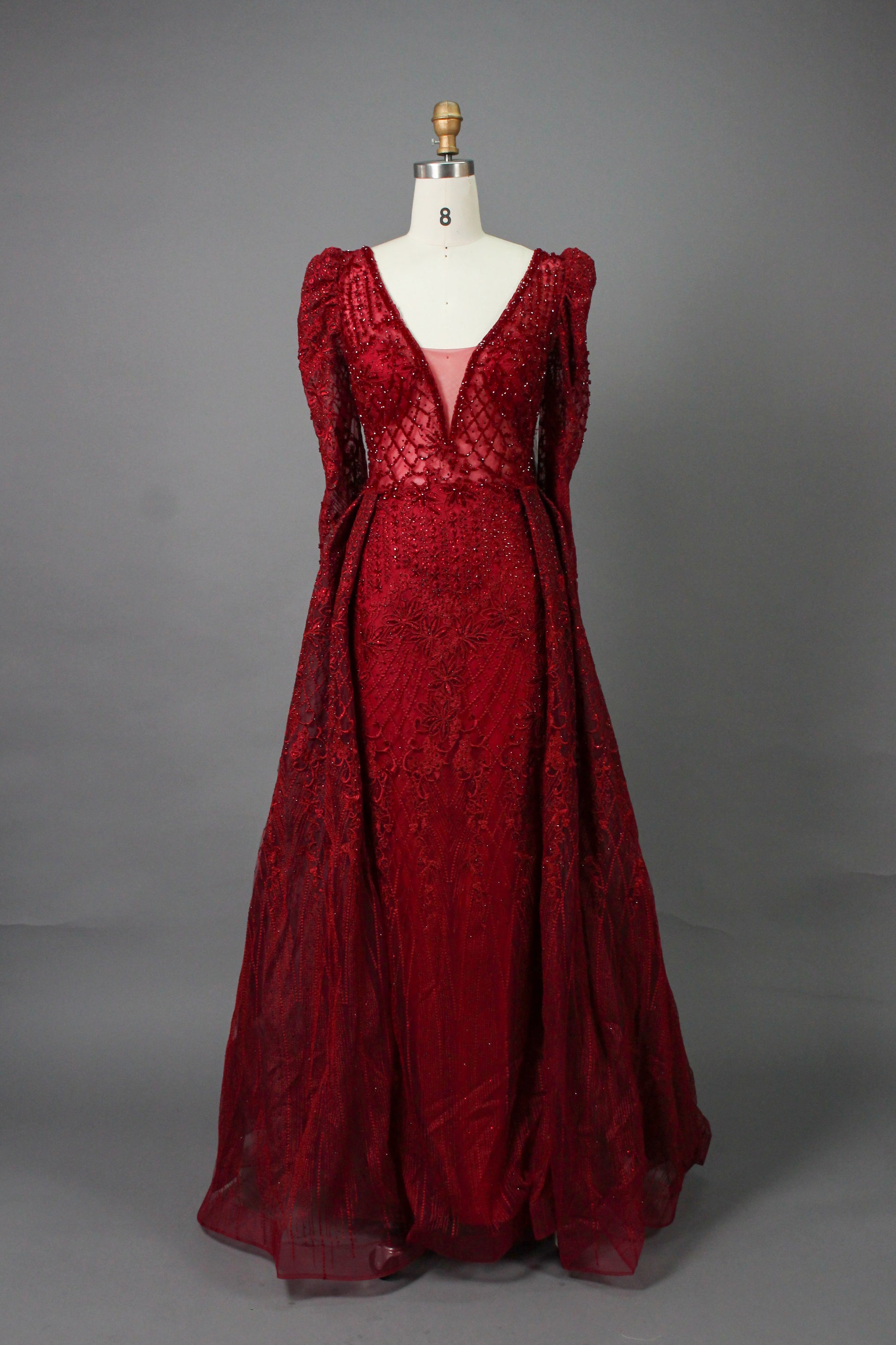 Wholesale Plus Size Long Sleeve Evening Gowns for Mothers MK033