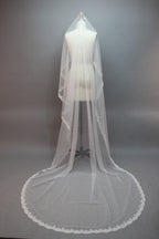 Elevate your bridal accessory offerings with this exquisite wholesale long sheer tulle bridal veil. Crafted from high - quality, flowing tulle, it creates an ethereal and dreamy look. The delicate lace trim along the edges adds a touch of timeless romance and sophistication.