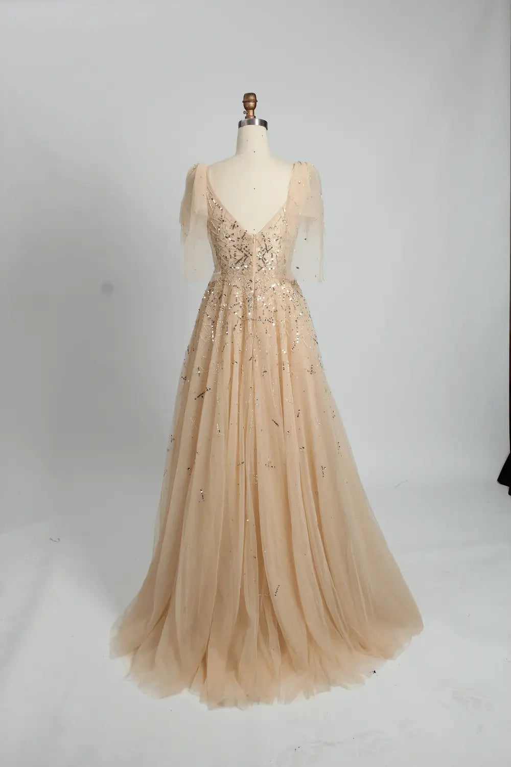 Champagne Refined A-Line Mother of the Bride Dress with Short Sleeves MC092