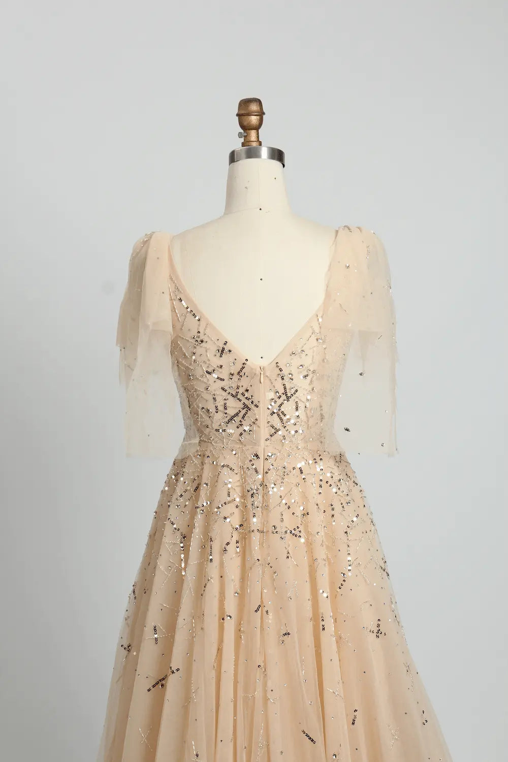 Champagne Refined A-Line Mother of the Bride Dress with Short Sleeves MC092
