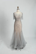 Embellished A-Line Mother of the Bride Dress with Short Sleeves MC066