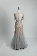 Embellished A-Line Mother of the Bride Dress with Short Sleeves MC066