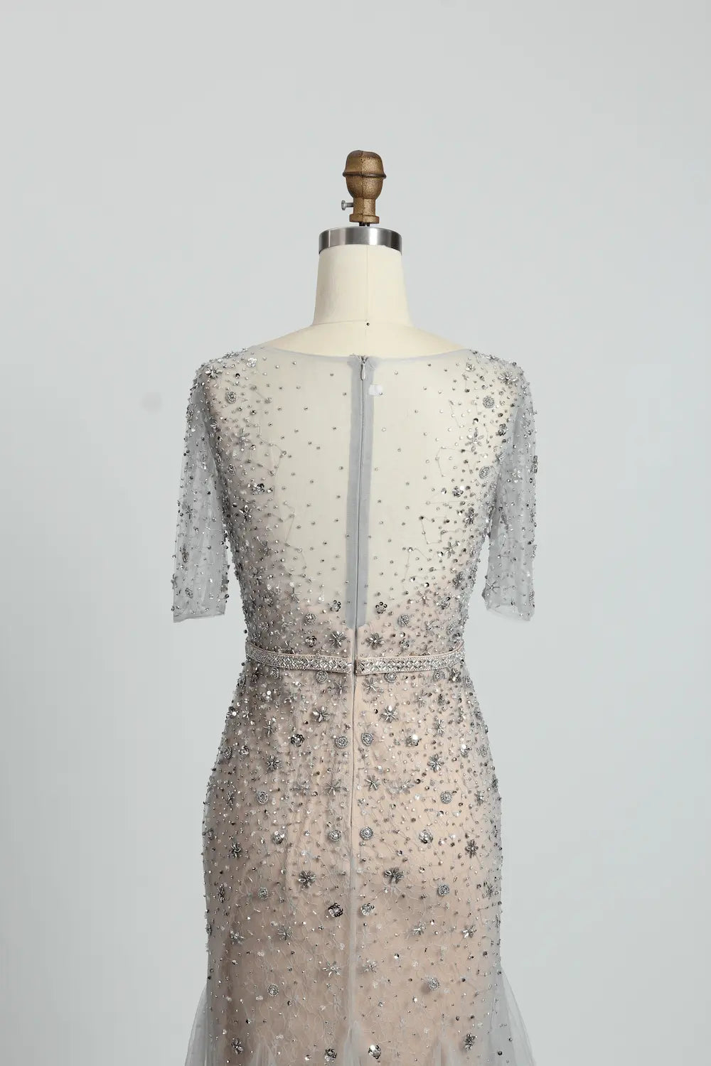 Embellished A-Line Mother of the Bride Dress with Short Sleeves MC066
