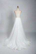 Wholesale Plunging V - Neck Lace High - Low Tulle Wedding Dress 3301
