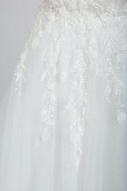 Manufacturer Plunging V - Neck Embroidered Tulle Wedding Dress 3302