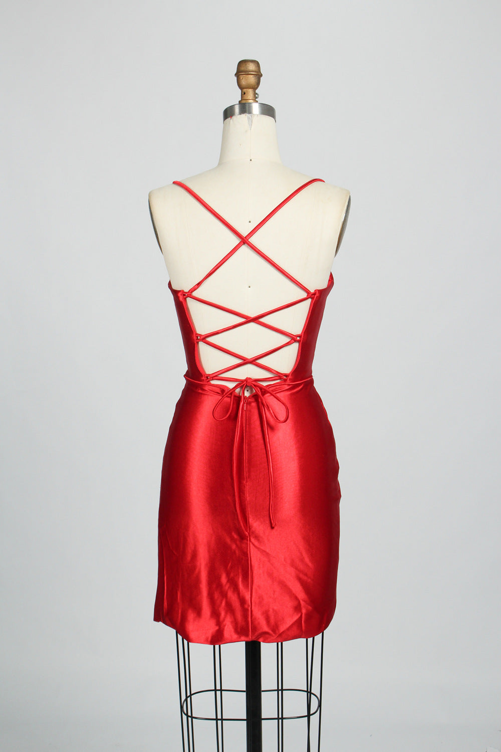 Supplier Satin Strappy Back Cocktail Dress 32687S