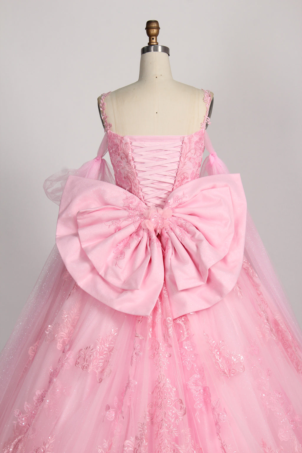 Wholesale Pink Princess Quinceañera Dress Detachable Tulle Sleeves Sequin Lace Ball Gown 3375