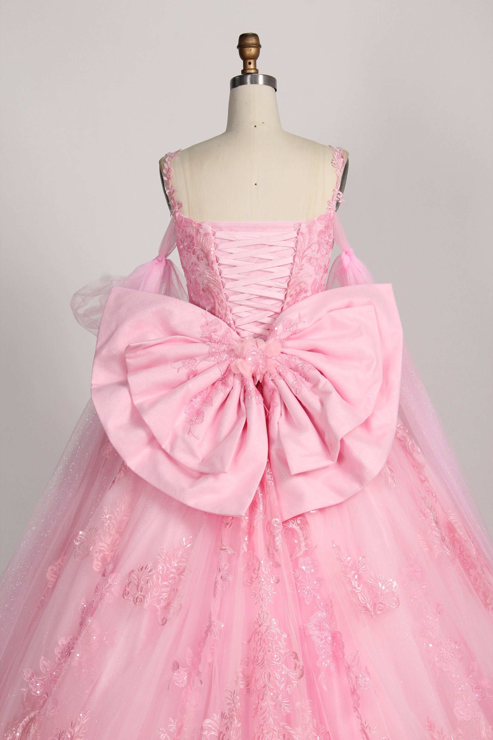 Wholesale Pink Princess Quinceañera Dress Detachable Tulle Sleeves Sequin Lace Ball Gown 3375