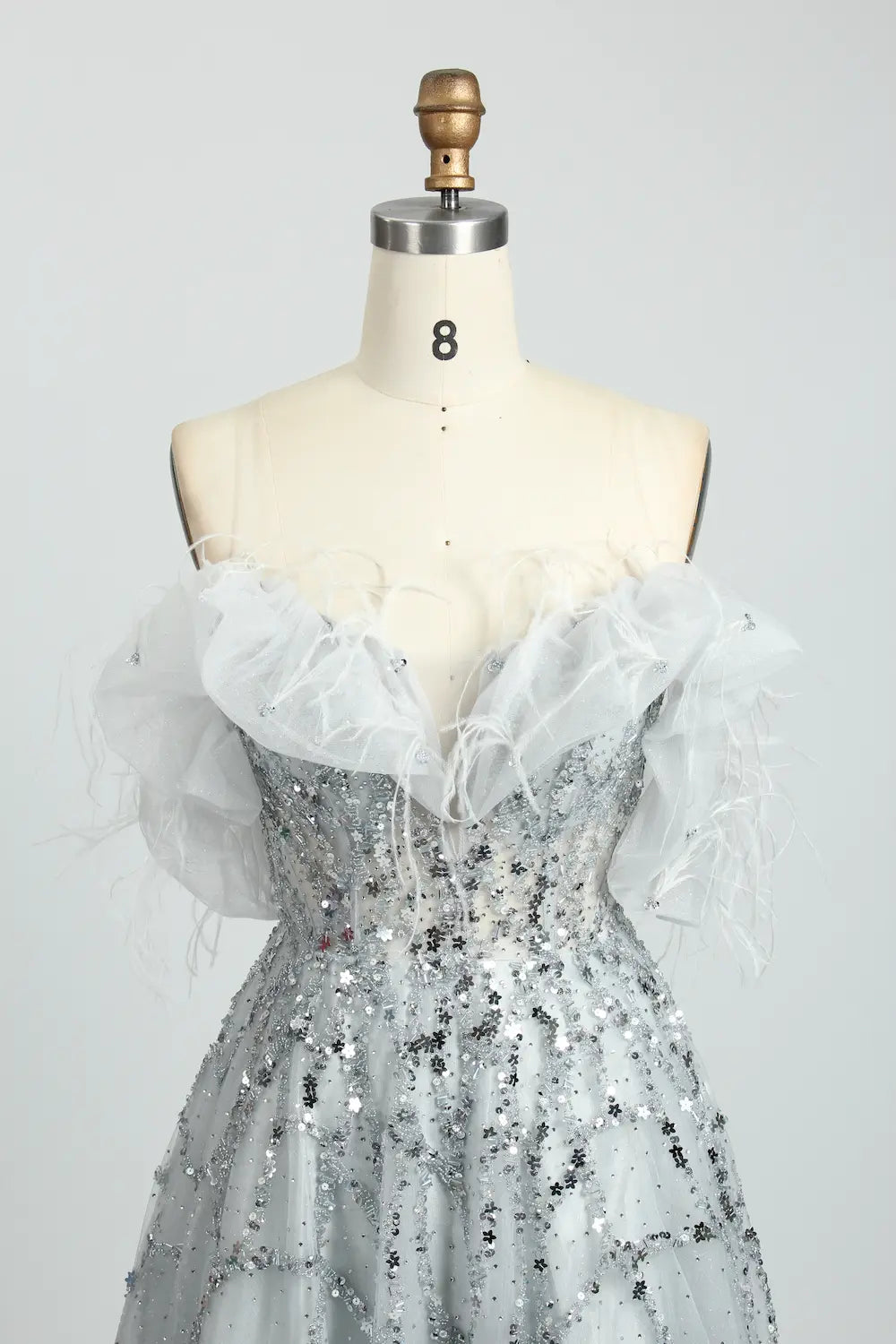 Off the Shoulder Sequined A-Line Evening Dress MC101