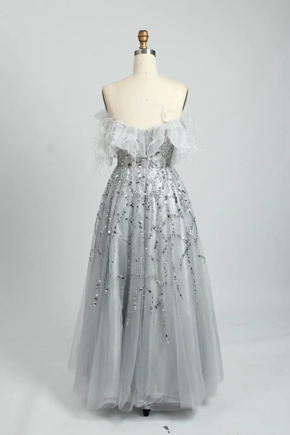 Off the Shoulder Sequined A-Line Evening Dress MC101