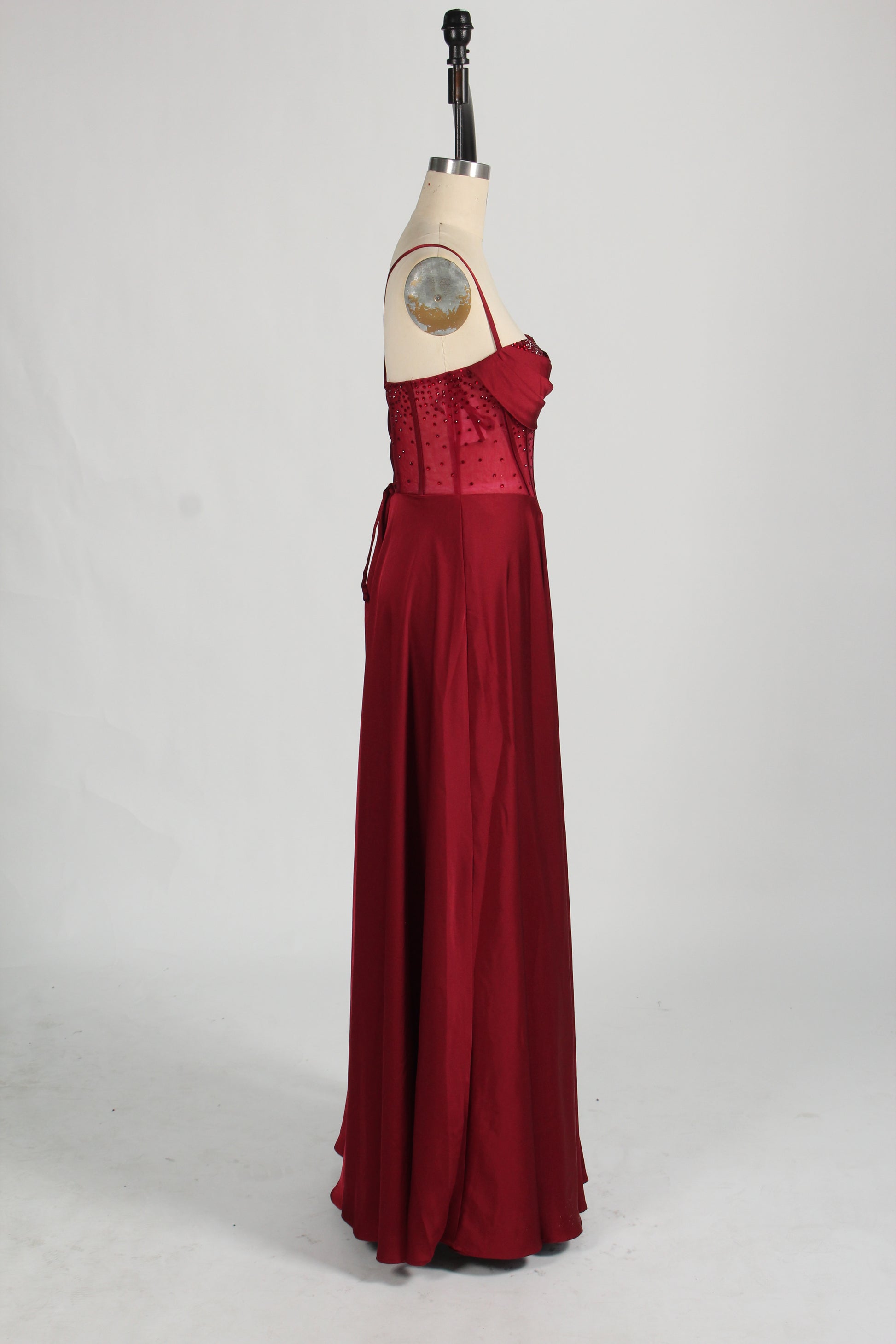 Wholesale Rhinestone - Embellished Corset  Red Prom Gown D-140