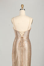 Wholesale Champagne Beaded Plunge Mermaid Prom Dress 33233