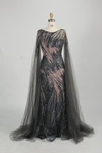 Cap Sleeves Beaded Sequin Mesh & Tulle Mermaid Mother Of The Bride Dresses MK157