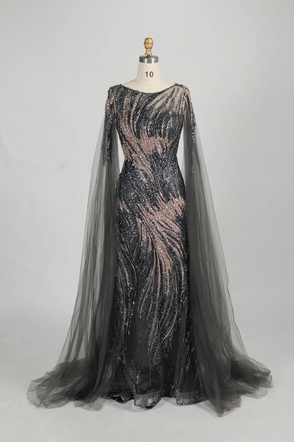Cap Sleeves Beaded Sequin Mesh & Tulle Mermaid Mother Of The Bride Dresses MK157