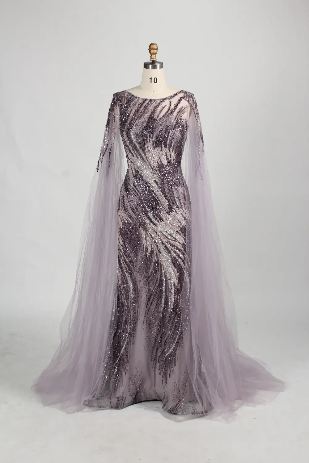 Cap Sleeves Beaded Sequin Mesh & Tulle Mermaid Mother Of The Bride Dresses MK157