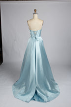 Wholesale Light Blue Pearl - Embellished Strapless Evening Gown 33219B