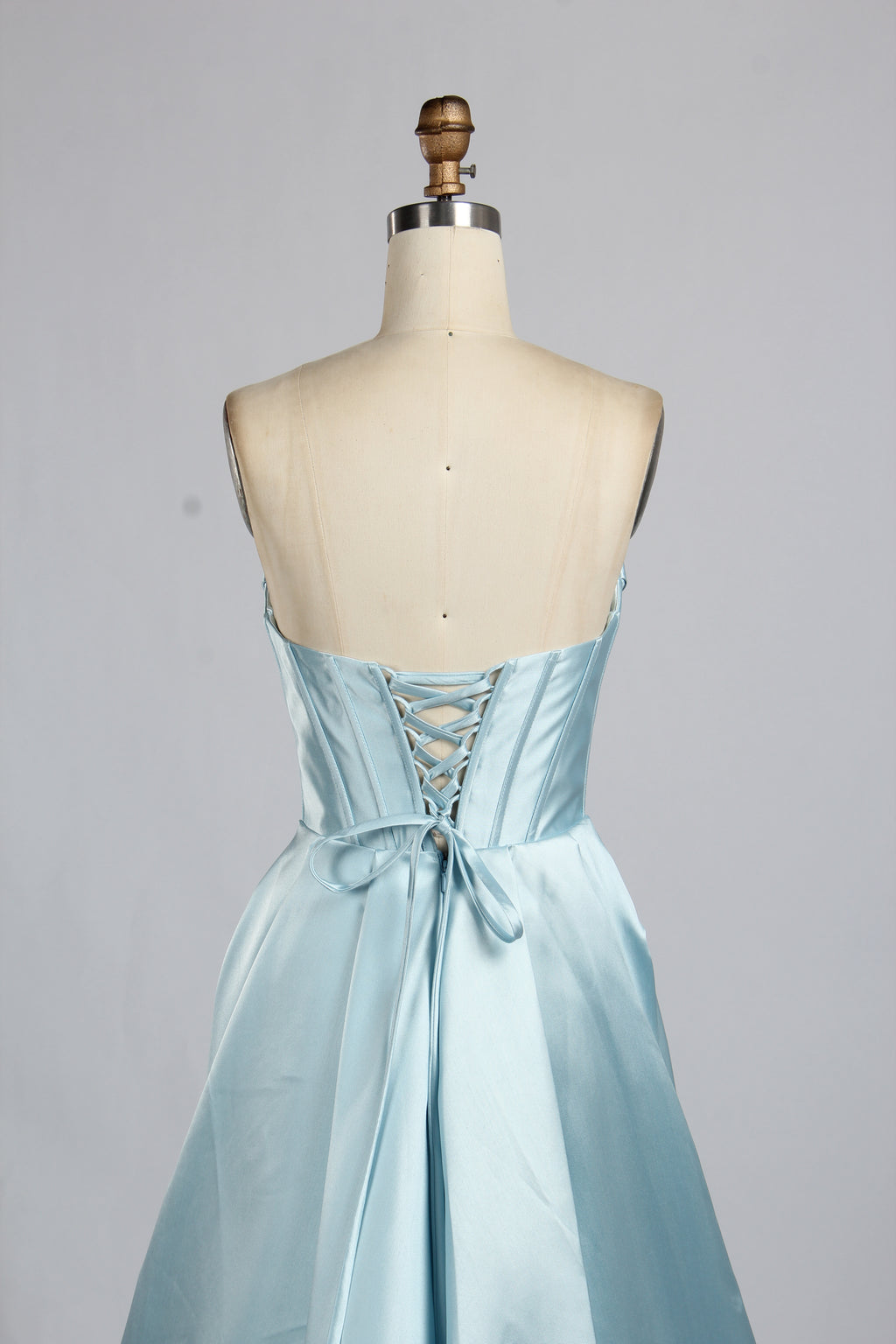Wholesale Light Blue Pearl - Embellished Strapless Evening Gown 33219B