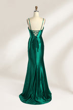 Against a gentle, light - colored backdrop, a mannequin showcases a strapless pink satin gown. The bust flaunts a twisted design, with a sheer insert at the bodice, and the waist is adorned with ruching. The mermaid - style skirt, featuring a high side slit, radiates elegance, perfect for formal galas.2