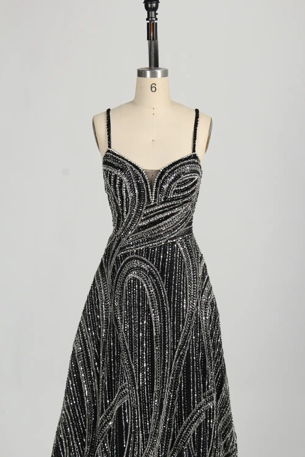 Beaded Sequined Black A-Line Mother of the Bride Dress with Cape MC126