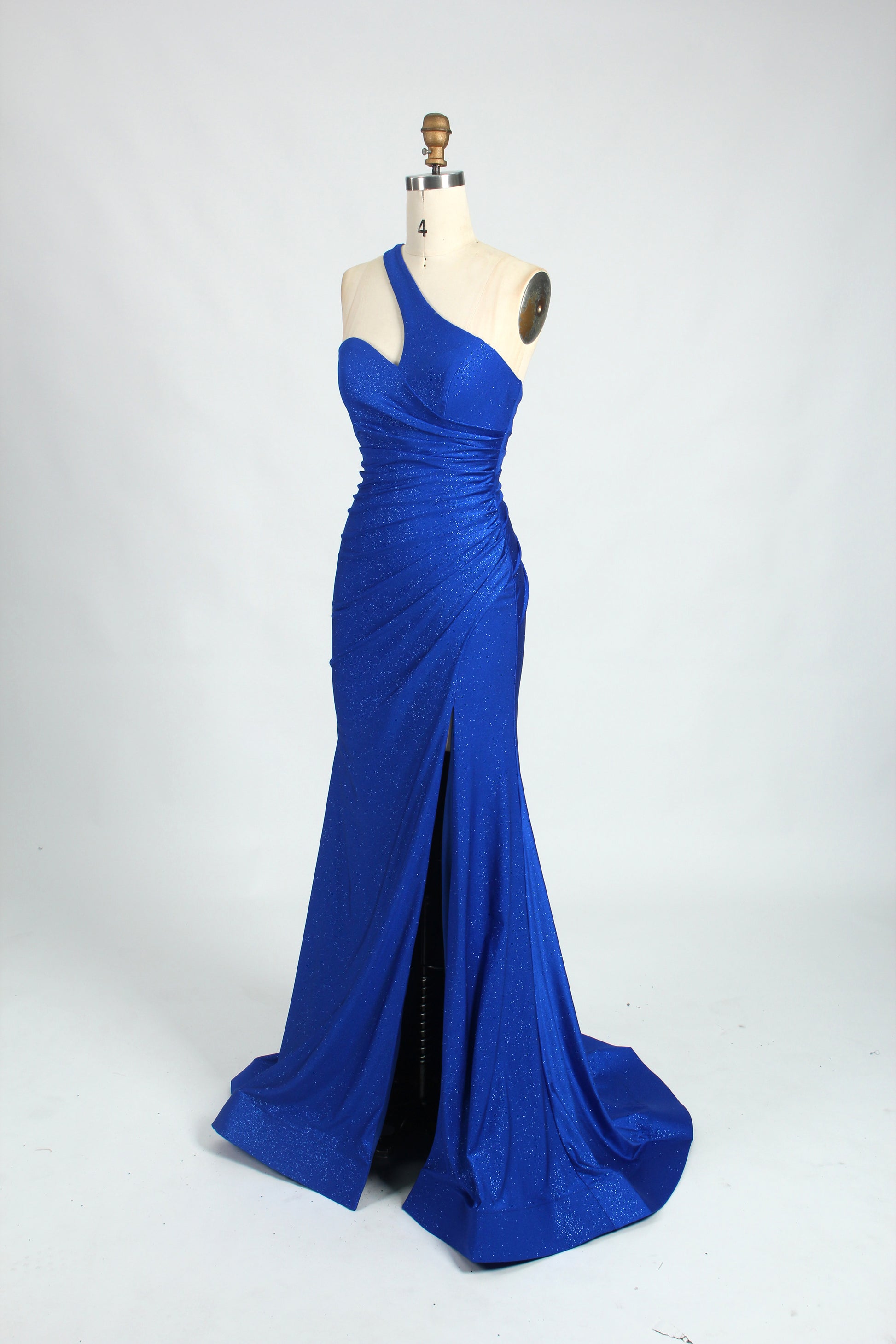 Wholesale Royal Blue One - Shoulder Prom Dress - Slit Mermaid Evening Gown 32734