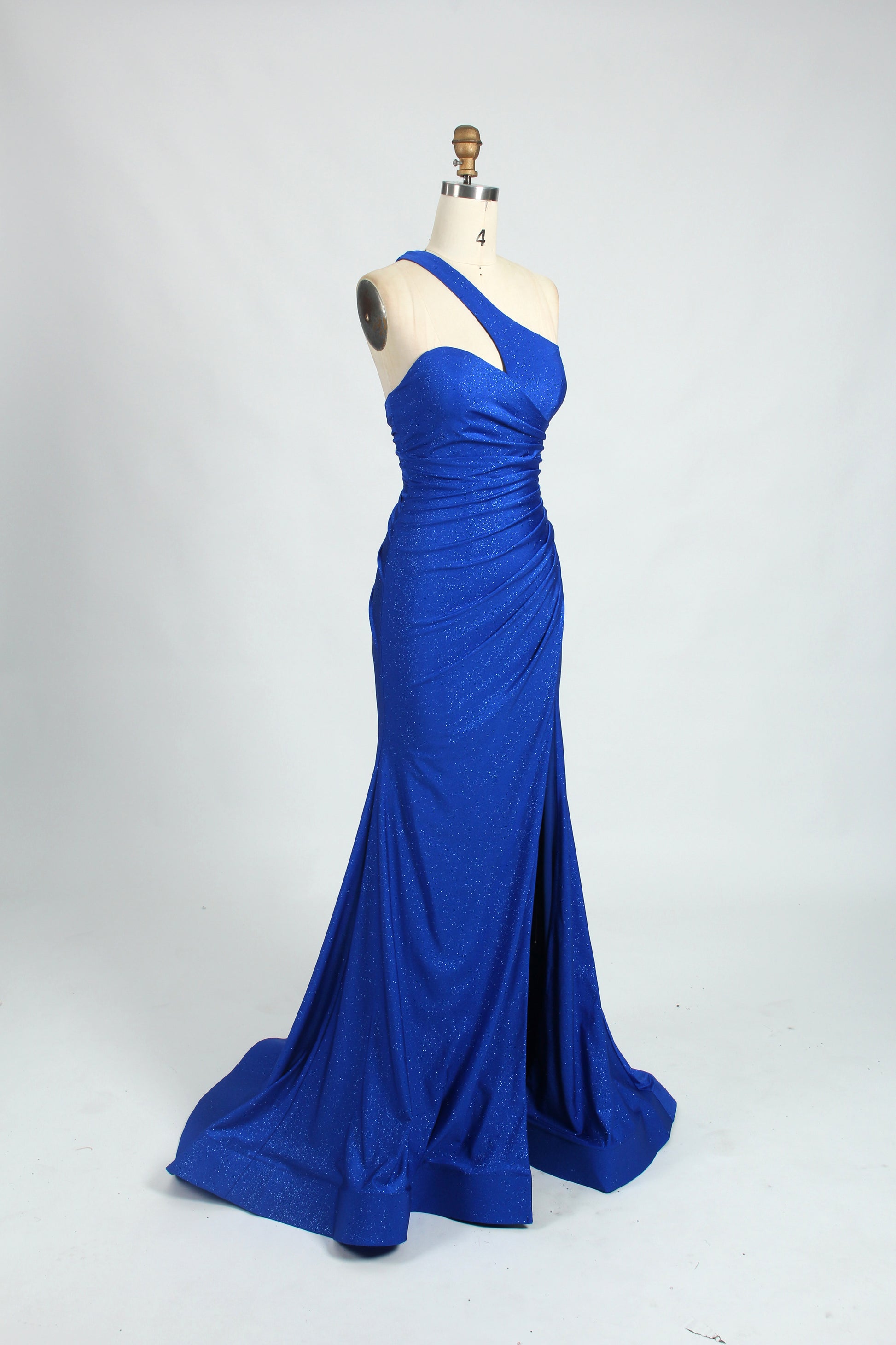 Wholesale Royal Blue One - Shoulder Prom Dress - Slit Mermaid Evening Gown 32734
