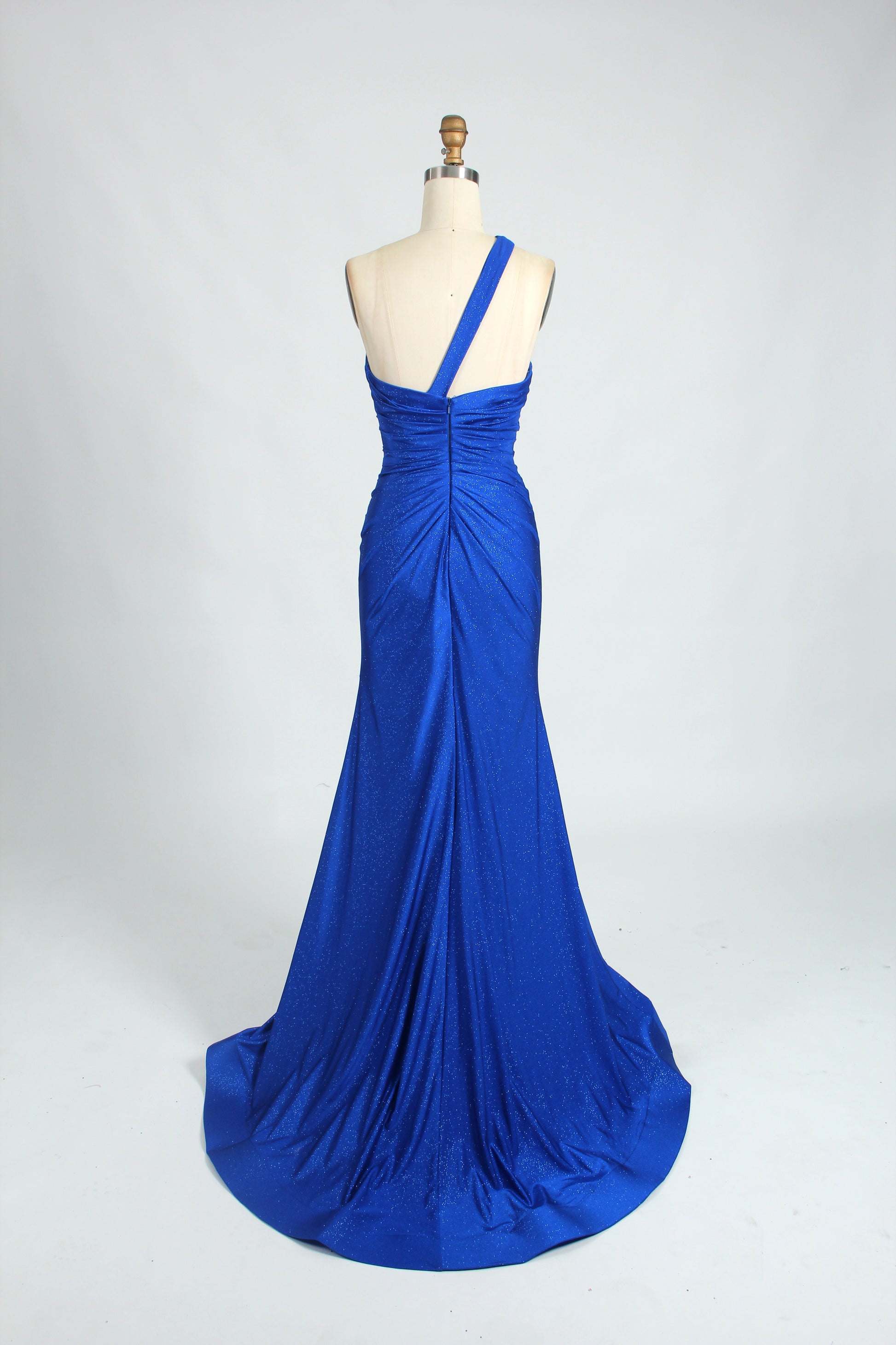 Wholesale Royal Blue One - Shoulder Prom Dress - Slit Mermaid Evening Gown 32734