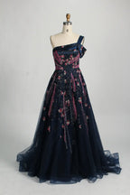 One Shoulder Beaded A Line Evening Dress MC132