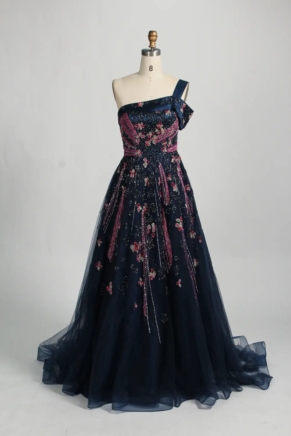 One Shoulder Beaded A Line Evening Dress MC132