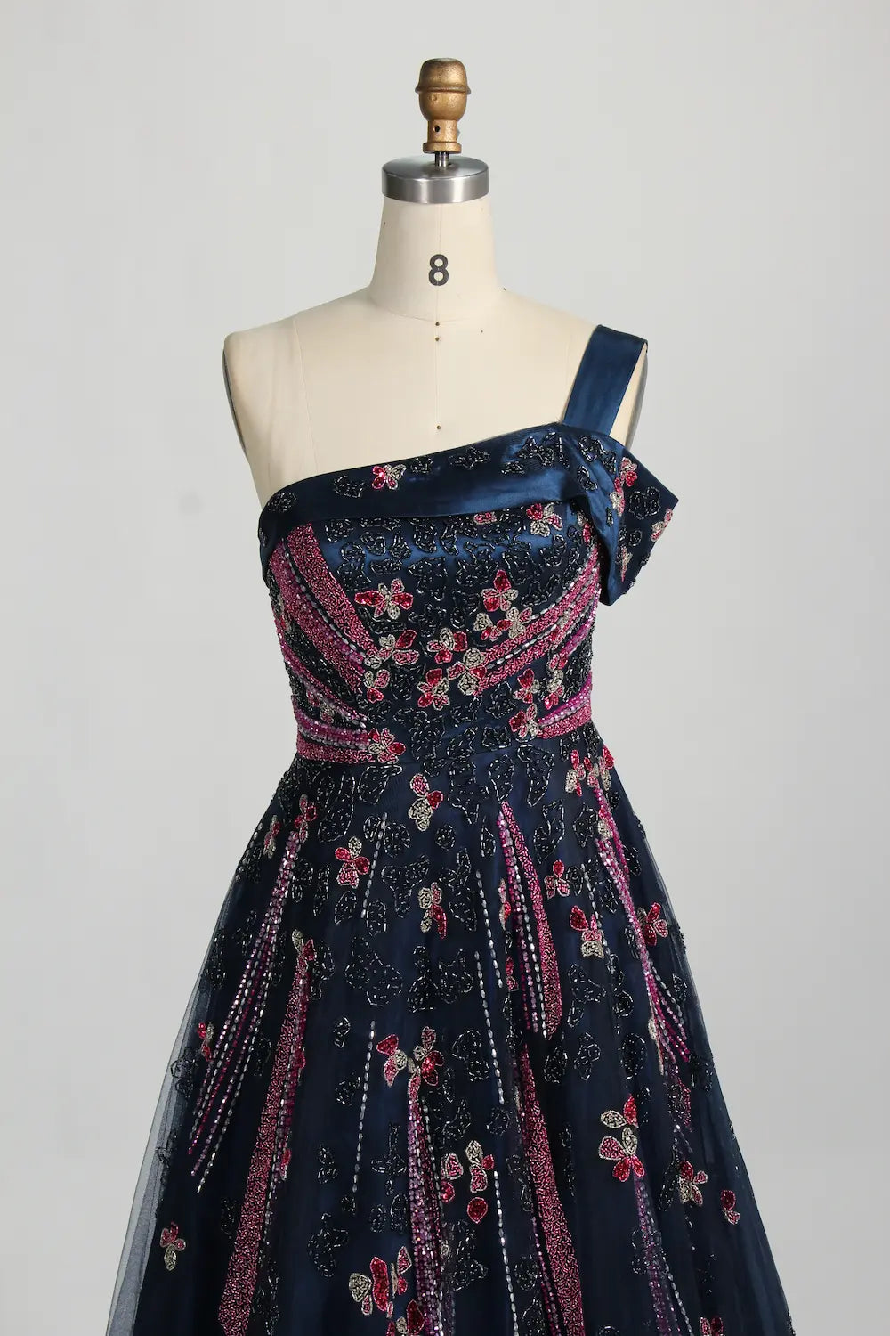 One Shoulder Beaded A Line Evening Dress MC132