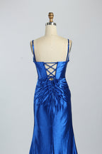 Wholesale Elegant Satin Spaghetti - Strap Bridesmaid Gown d-122