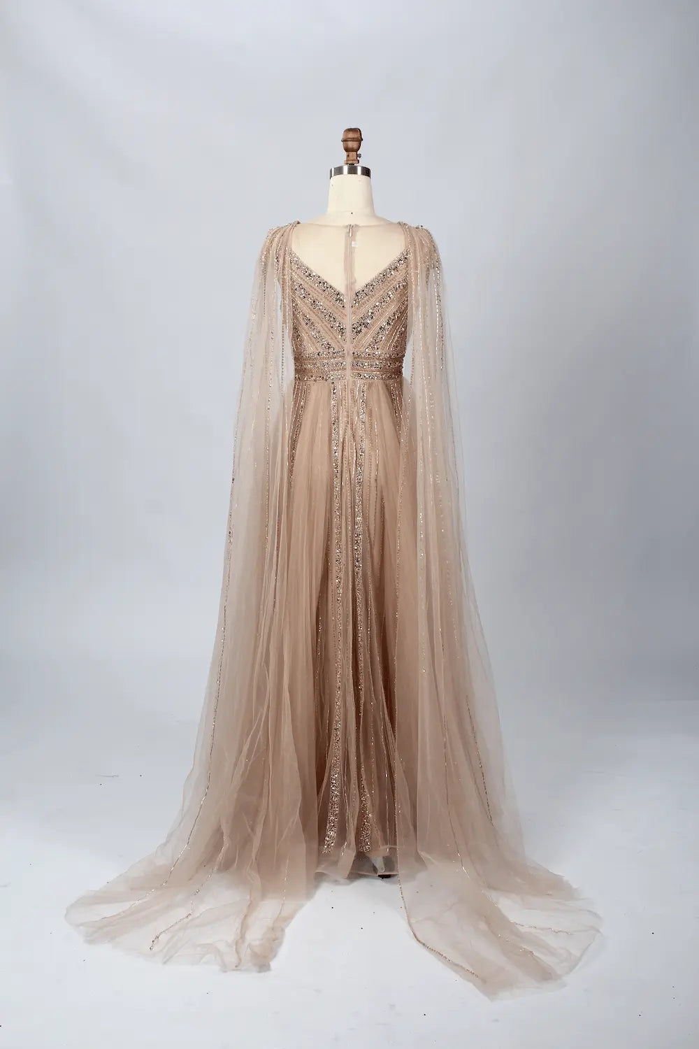 Beaded Boat Neck A-Line Mother of the Bride Dress with Long Sleeves MC057
