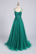Wholesale Emerald Lace Corset Glitter Tulle Prom Dress 33519