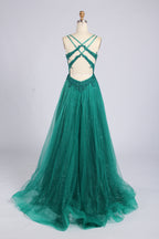Wholesale Emerald Lace Corset Glitter Tulle Prom Dress 33519