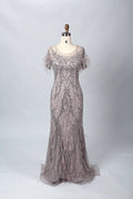 Mauve Refined Mermaid Mother of the Bride Dress with Cap Sleeves MC060