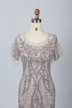 Mauve Refined Mermaid Mother of the Bride Dress with Cap Sleeves MC060