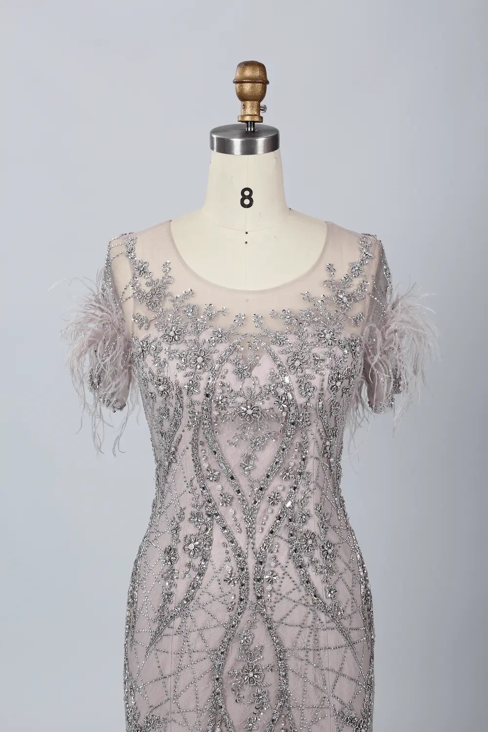Mauve Refined Mermaid Mother of the Bride Dress with Cap Sleeves MC060