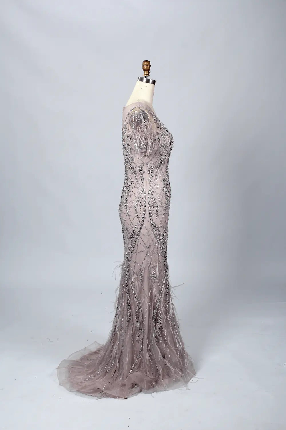Mauve Refined Mermaid Mother of the Bride Dress with Cap Sleeves MC060