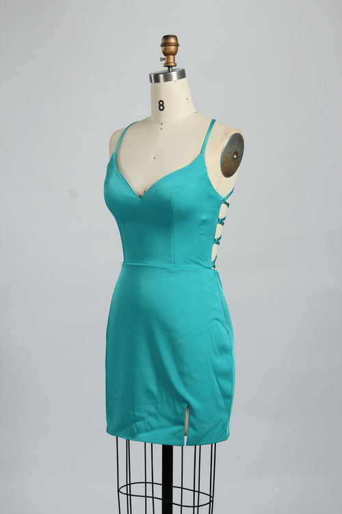 Manufacturer Satin Strappy Back Cocktail Dress QT011S