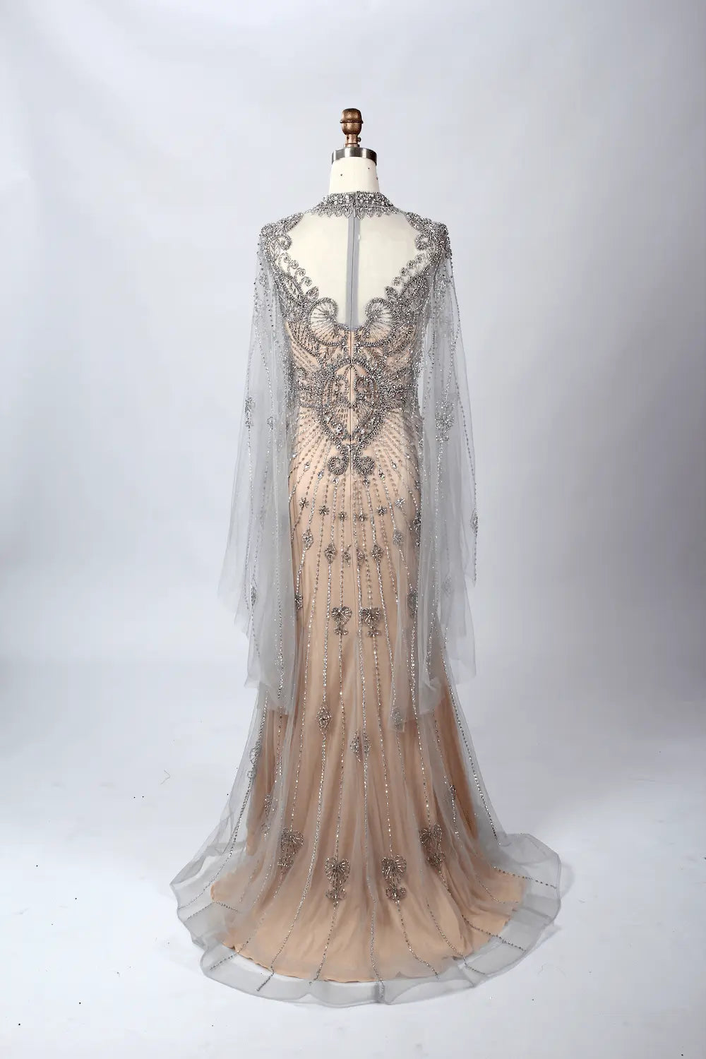 Embroidered A-Line Mother of the Bride Dress with Long Sleeves MC059