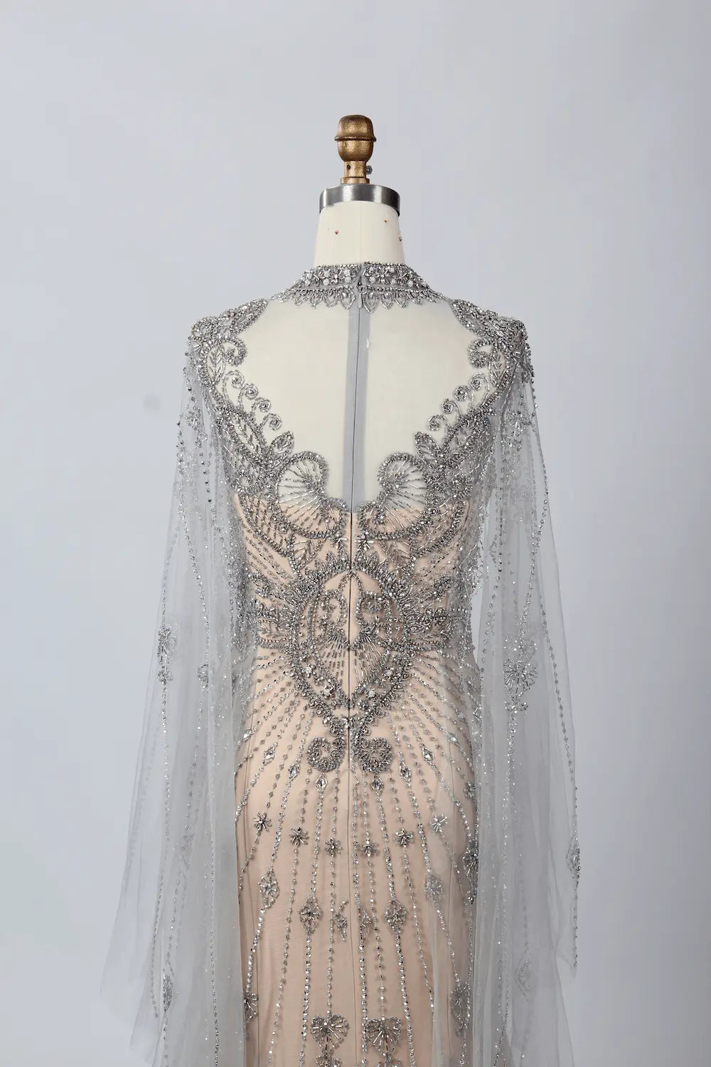 Embroidered A-Line Mother of the Bride Dress with Long Sleeves MC059