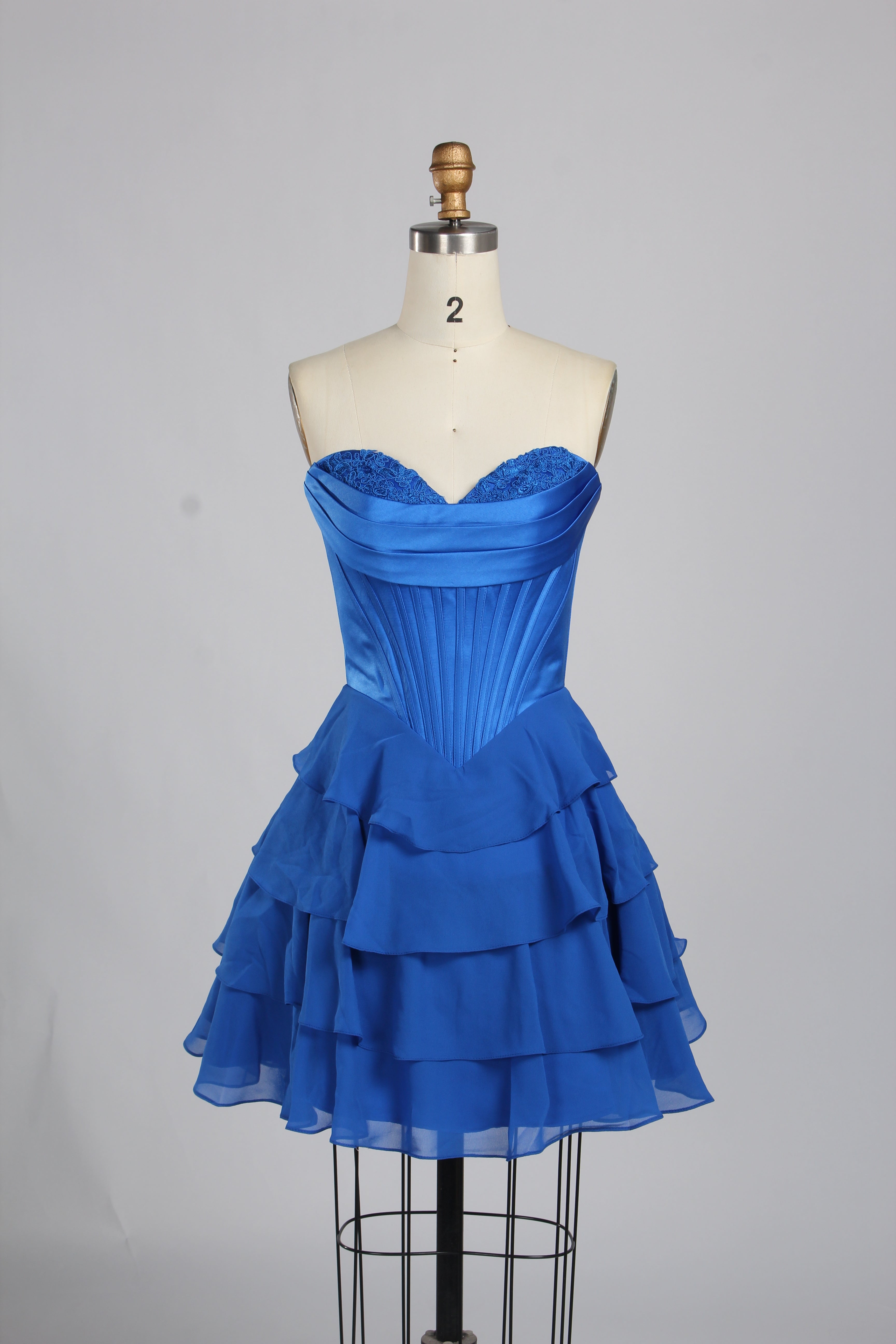 Wholesale Blue-and-White Porcelain Print Strapless Ruffled Homecoming Dress 33223cs
