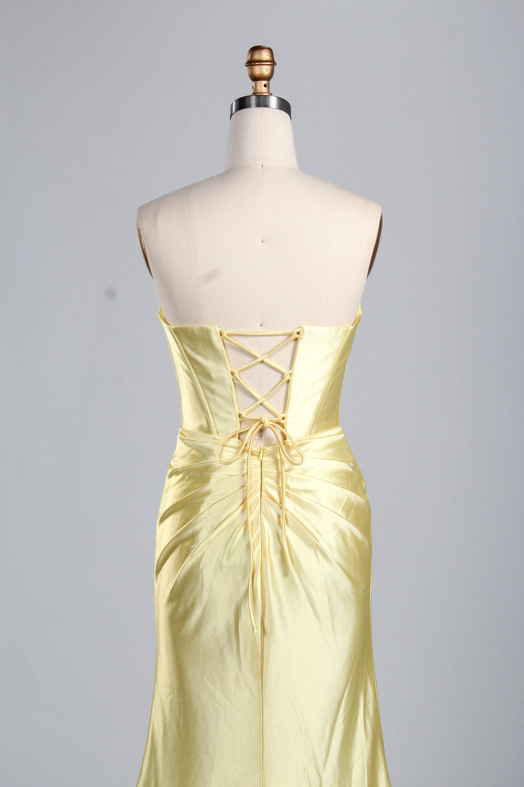 Elegant Satin Strapless Prom Dress with High Slit  D-116