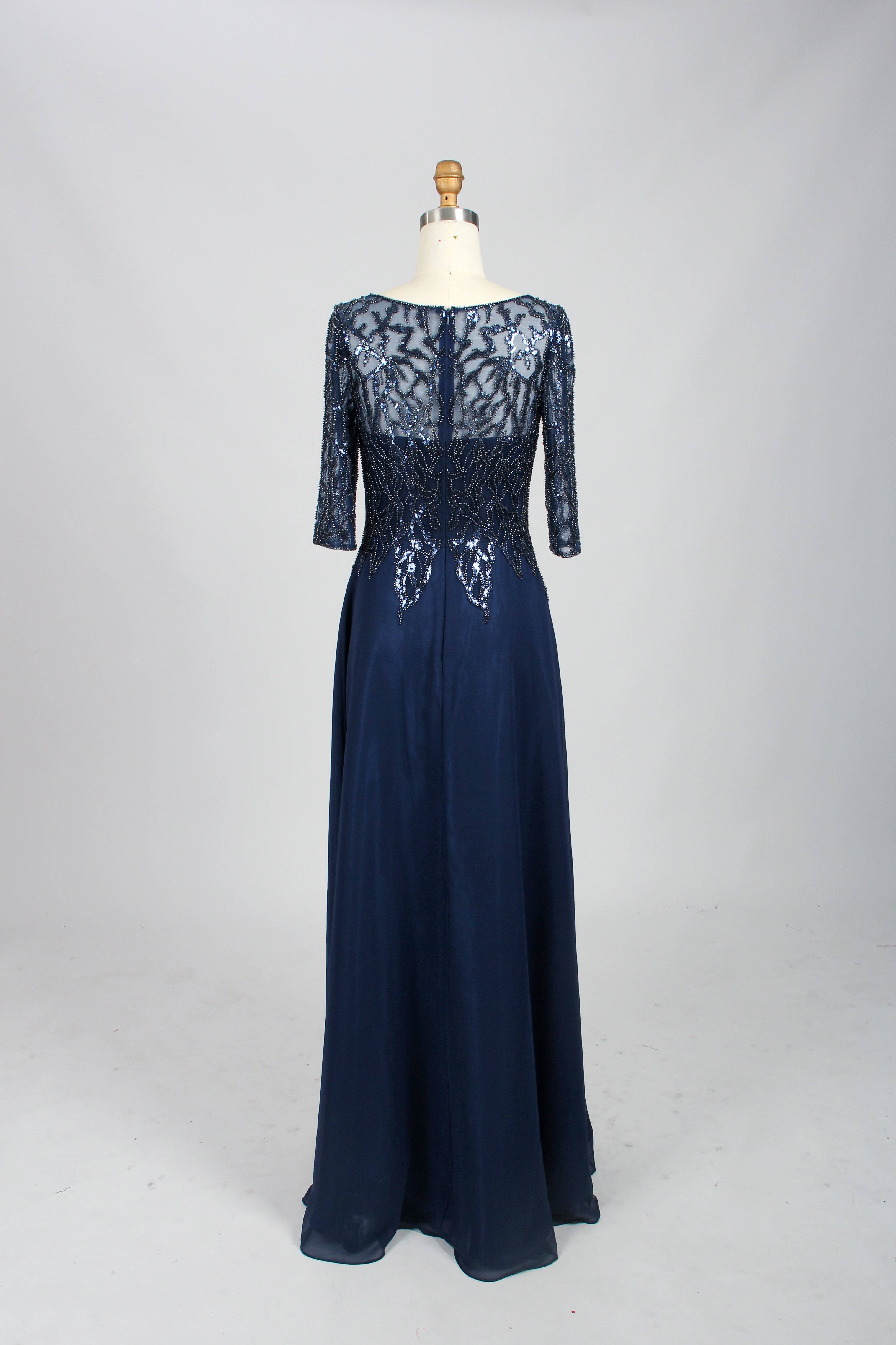 Wholesale Navy Beaded Lace Mother-of-the-Bride Gown 32673