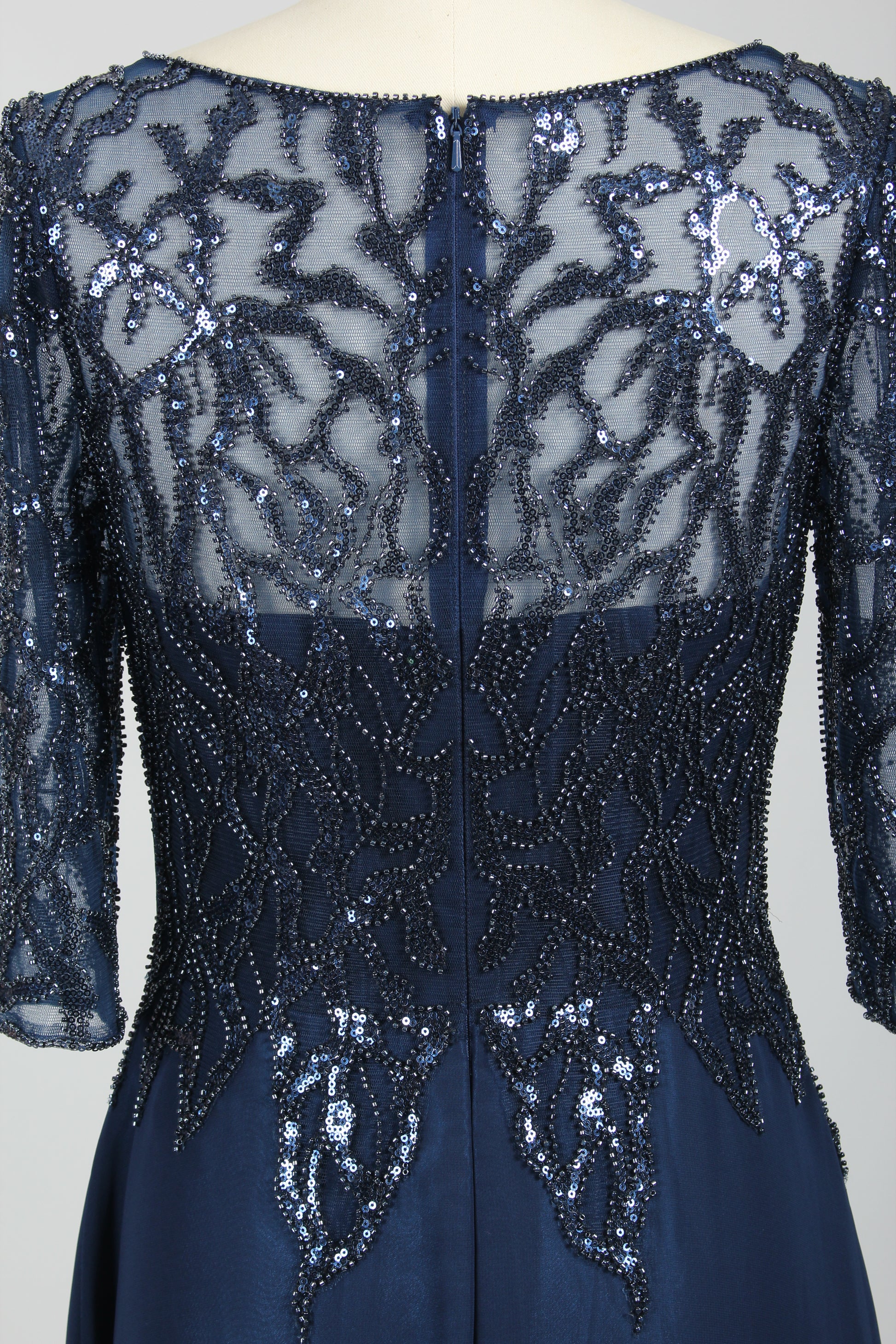 Wholesale Navy Beaded Lace Mother-of-the-Bride Gown 32673