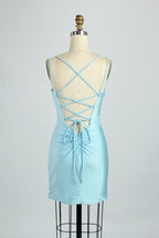 Wholesale Satin Spaghetti Strap Bodycon Cocktail Dress 32663S