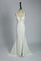 Supplier Plunging V - Neck Beaded Mermaid Wedding Dress 3306