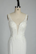 Supplier Plunging V - Neck Beaded Mermaid Wedding Dress 3306