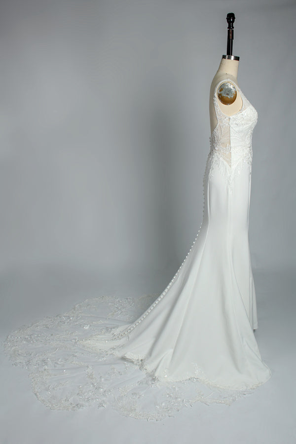 Supplier Plunging V - Neck Beaded Mermaid Wedding Dress 3306