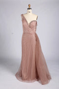 Sage Green One Shoulder Beaded Side Train Mermaid Mother of the Bride Dress MC167