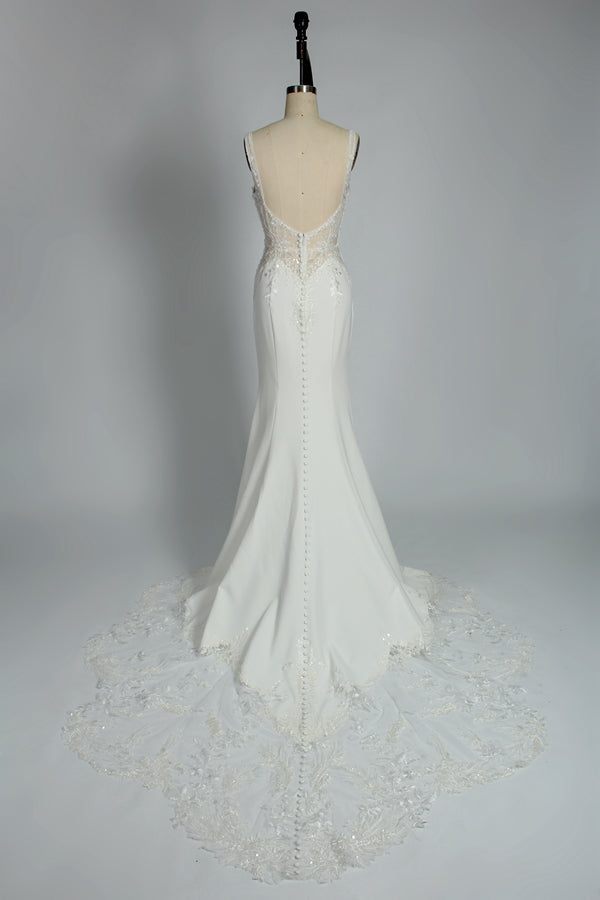 Supplier Plunging V - Neck Beaded Mermaid Wedding Dress 3306
